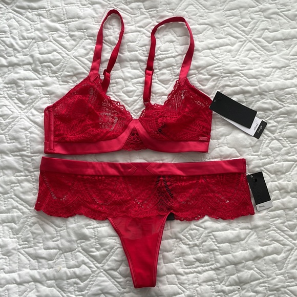 Calvin Klein Underwear Other - NWT Calvin Klein Red Lace Lingerie Thong and bra set